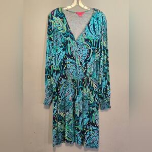 Lilly Pulitzer Talley Low Tide Navy Catty Purrsonalty Navy Dress Size XL